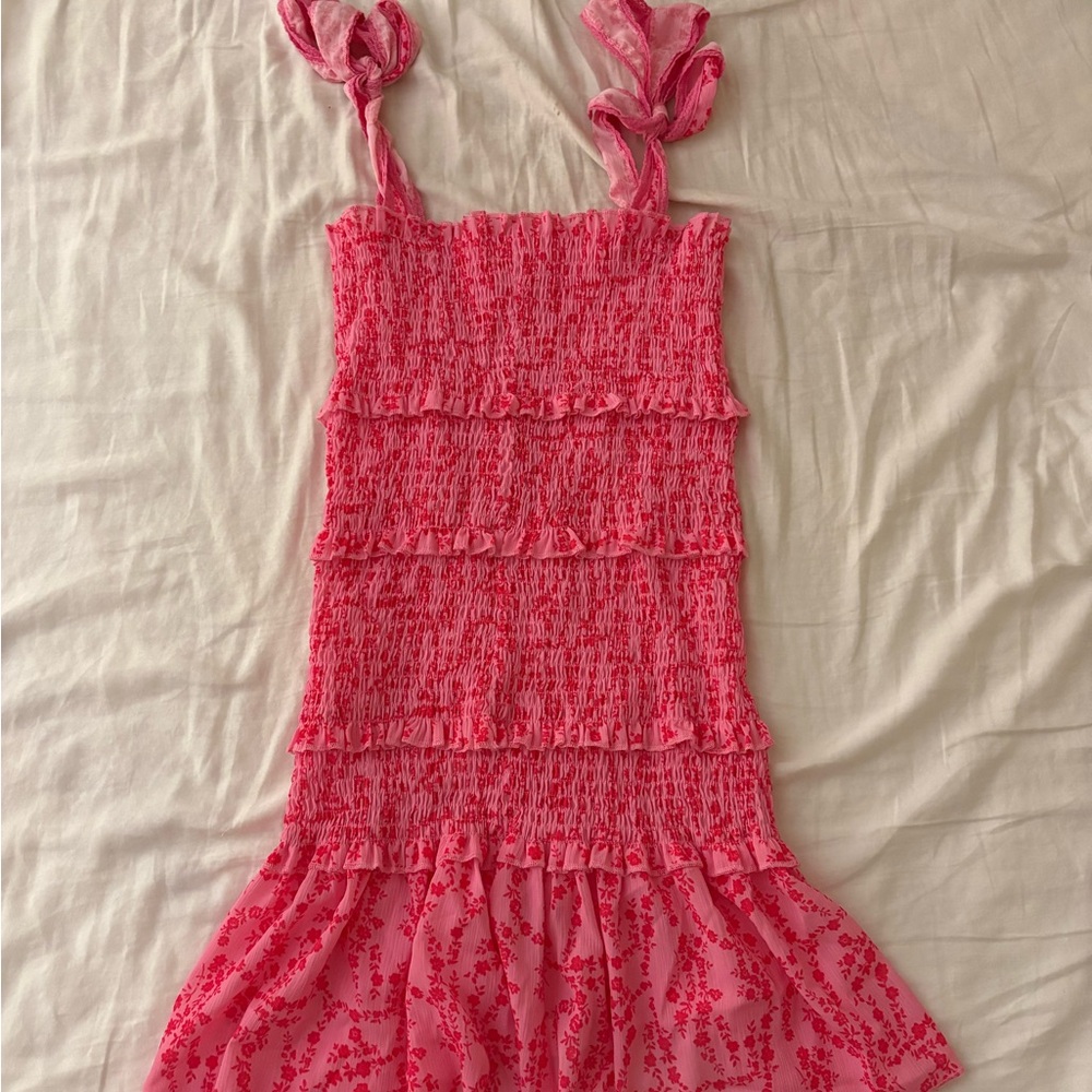 Pink Floral Ruffle Dress
